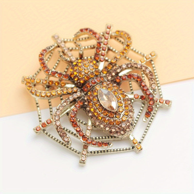 Unisex Vintage Crystal Spider Brooch Pin Rhinestone Insect Jewelry for Jackets