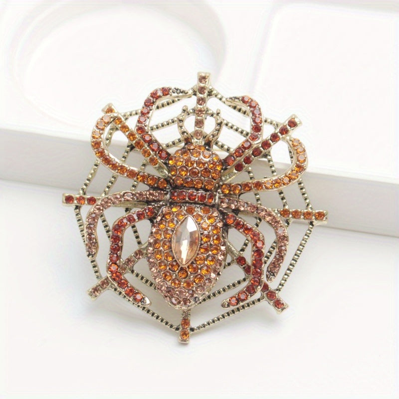 Unisex Vintage Crystal Spider Brooch Pin Rhinestone Insect Jewelry for Jackets