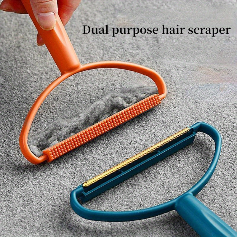 Dual-Purpose Hair Scraper and Lint Remover Pet Hair Brush Fabric Shaver with Ergonomic Handle