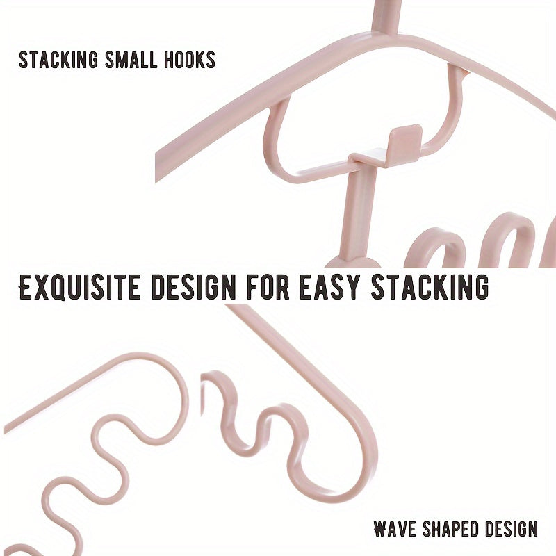 Set of 5 Plastic Hangers with Wave Design for Scarves and Accessories, Space Saving Organizer
