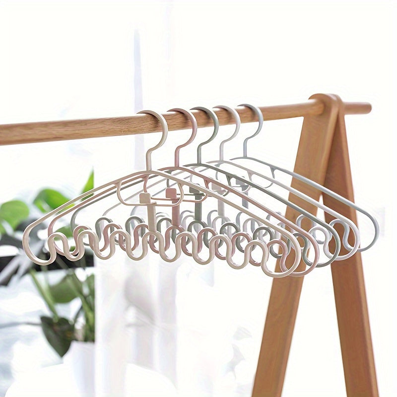 Set of 5 Plastic Hangers with Wave Design for Scarves and Accessories, Space Saving Organizer