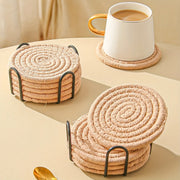 Set of 6 Brown Handwoven Table Mats and Coasters Non-Slip Heat-Resistant