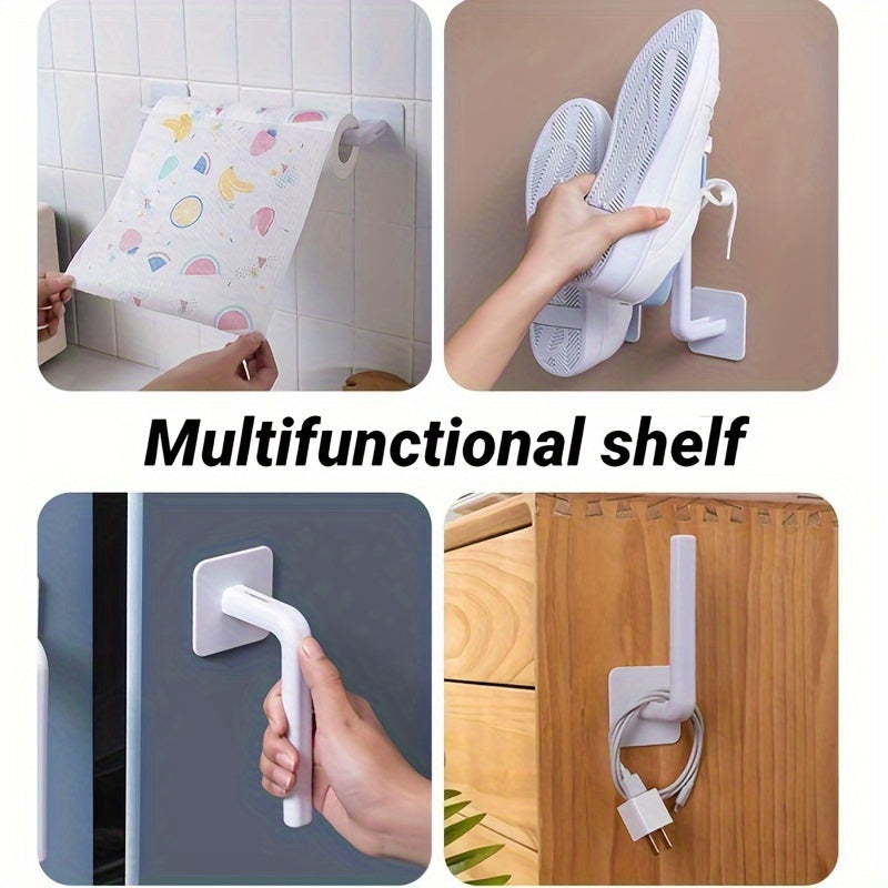 Waterproof Wall-Mounted Tissue Holder with L-Shaped Hook, Durable Plastic