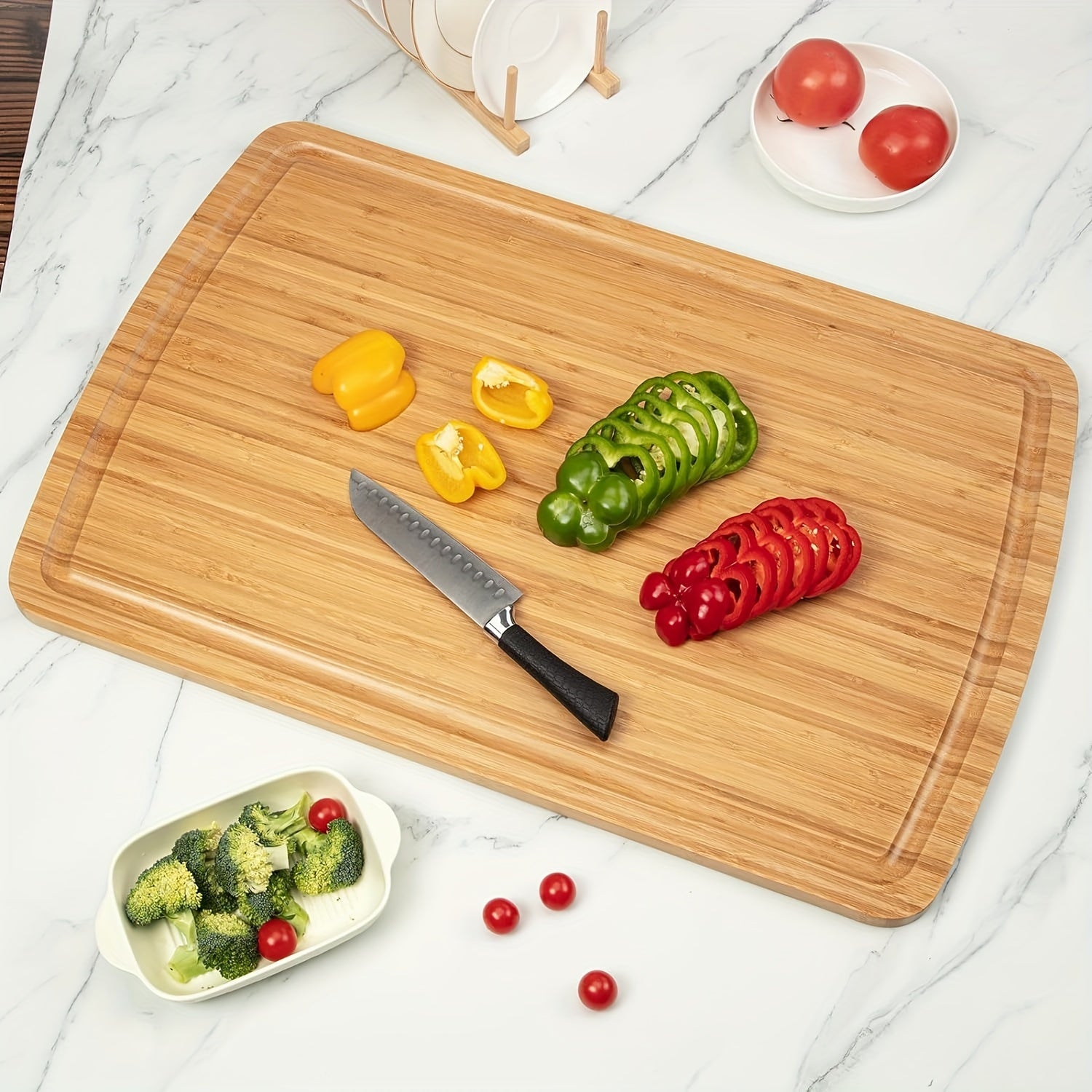 Bamboo Cutting Board for Meat Cheese Vegetables Food Safe Kitchen Tool
