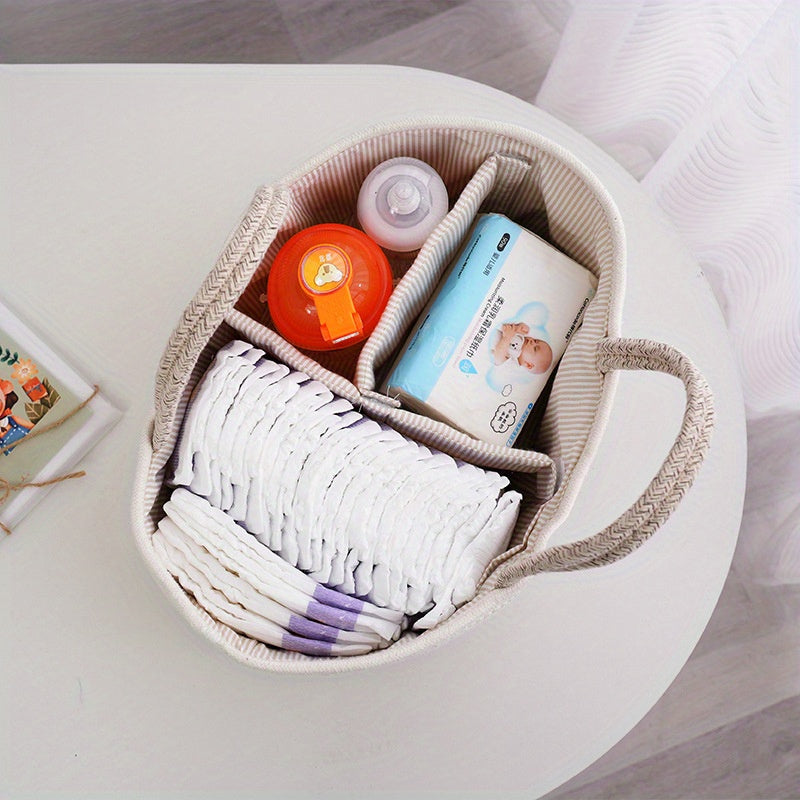 Европейская стильная плетеная корзина для хранения с окном для просмотра, идеально подходит для организации подгузников, игрушек и домашних принадлежностей. Портативный и универсальный дизайн для нужд организации дома.
