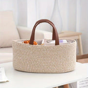 Европейская стильная плетеная корзина для хранения с окном для просмотра, идеально подходит для организации подгузников, игрушек и домашних принадлежностей. Портативный и универсальный дизайн для нужд организации дома.