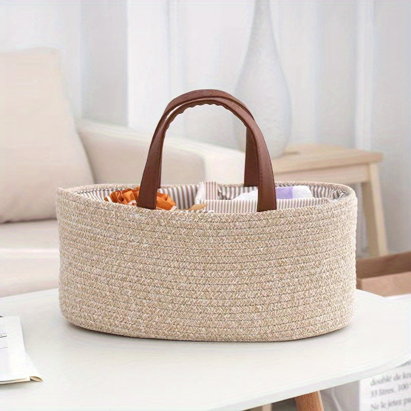Woven Storage Basket with Viewing Window for Organizing Toys Diapers and Home Essentials