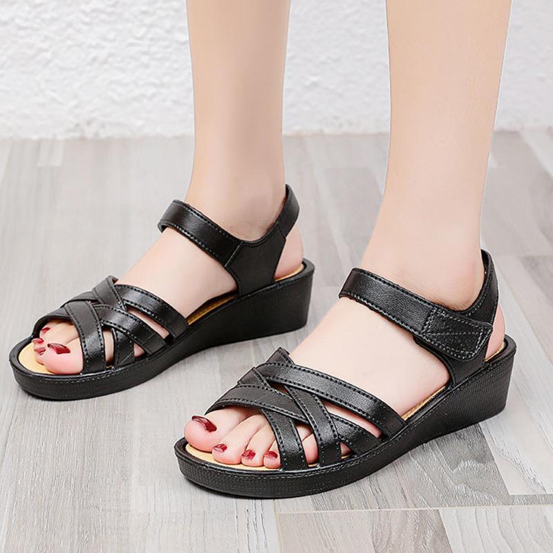 Women's Summer Flat Sandals PVC Open Toe T-Strap Comfortable Beach Shoes