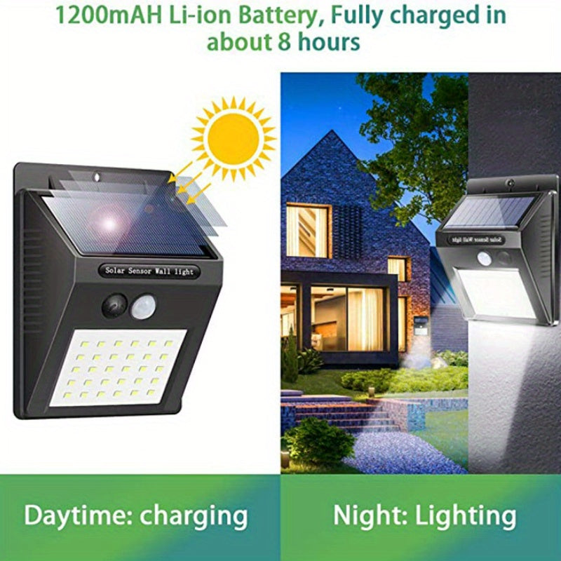 30 LED Solar Wall Light Outdoor Motion Sensor Garden Fence Garage Low Voltage