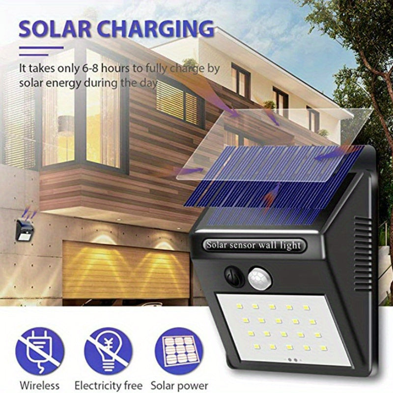 30 LED Solar Wall Light Outdoor Motion Sensor Garden Fence Garage Low Voltage
