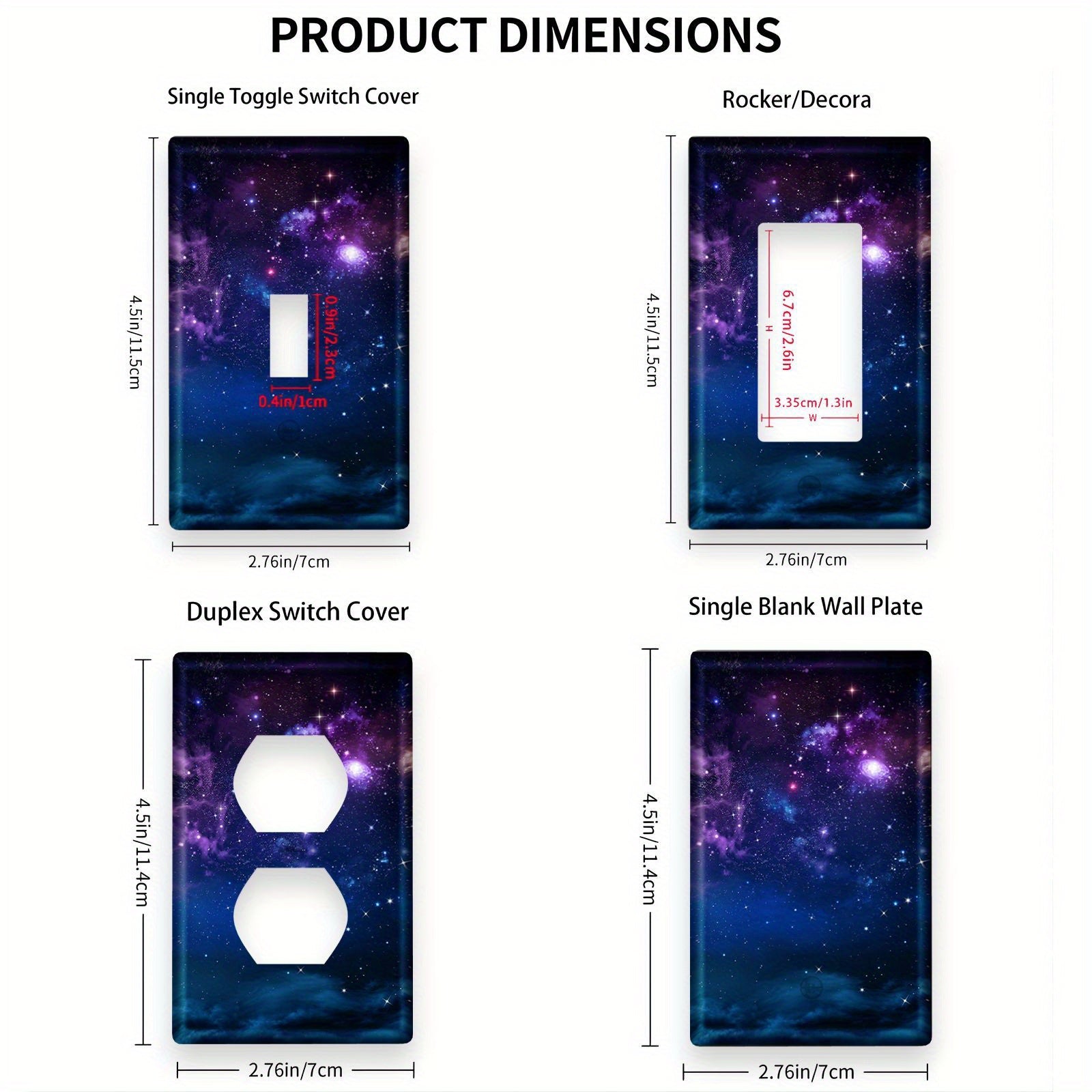 Starry Sky Light Switch Cover Wall Mount Single Rocker No Batteries Needed