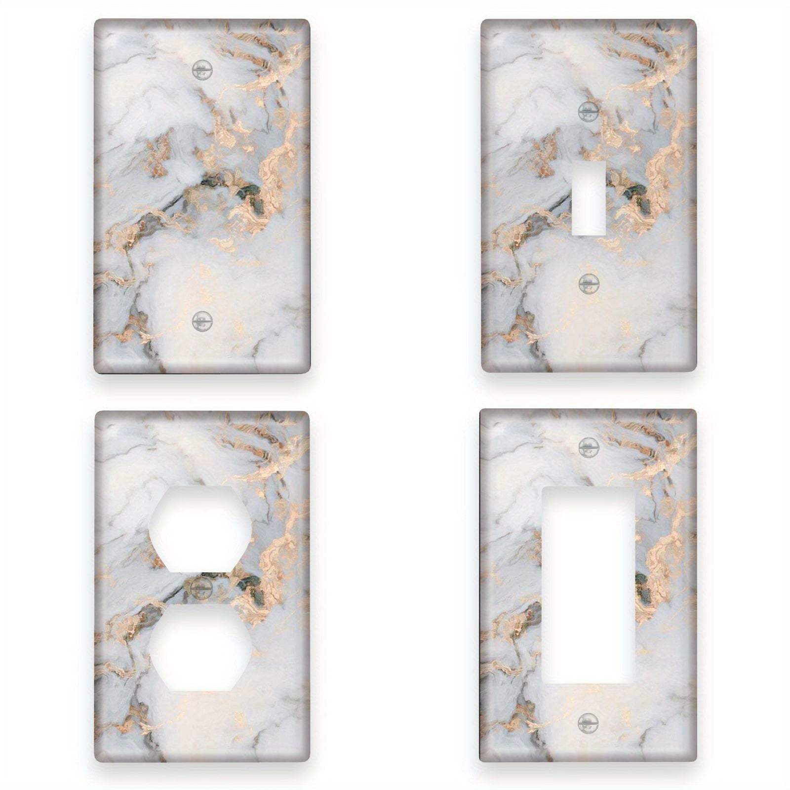 Marble Grain Wall Plate Cover for Single Switch Easy to Clean Matching Screws