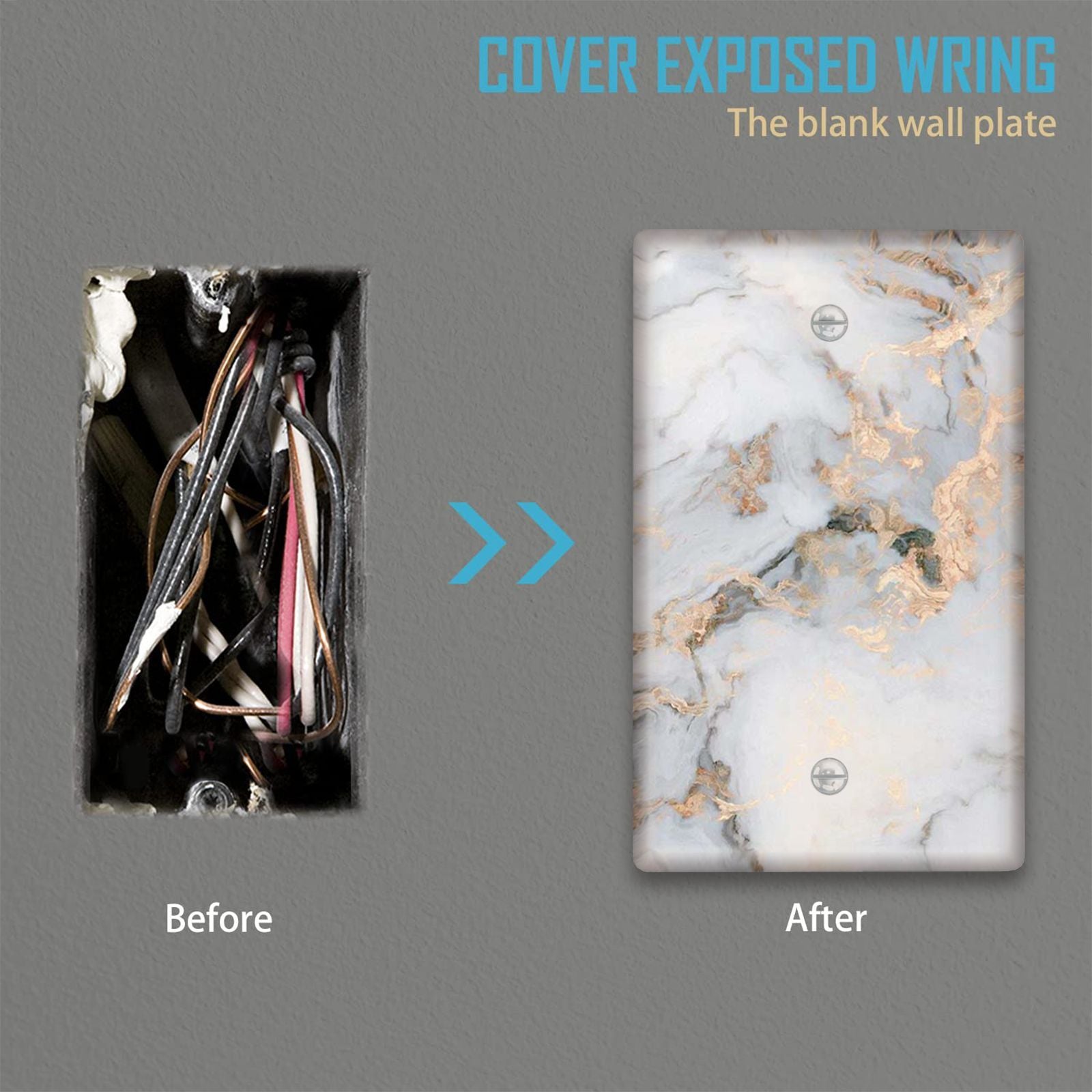 Marble Grain Wall Plate Cover for Single Switch Easy to Clean Matching Screws