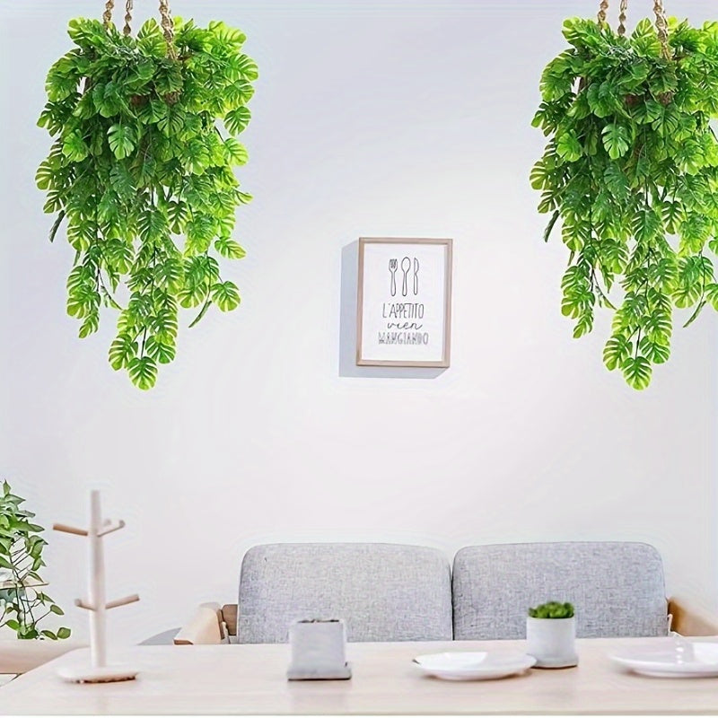 2 Pack Artificial Monstera Hanging Vines for Indoor Outdoor Decor Faux Tropical Plants
