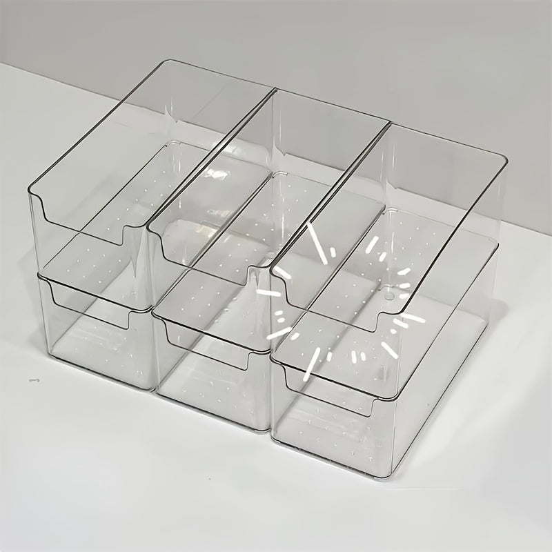Set of 3 Clear Plastic Storage Bins for Drawer and Desk Organization