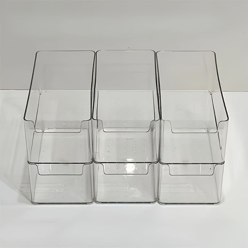 Set of 3 Clear Plastic Storage Bins for Drawer and Desk Organization