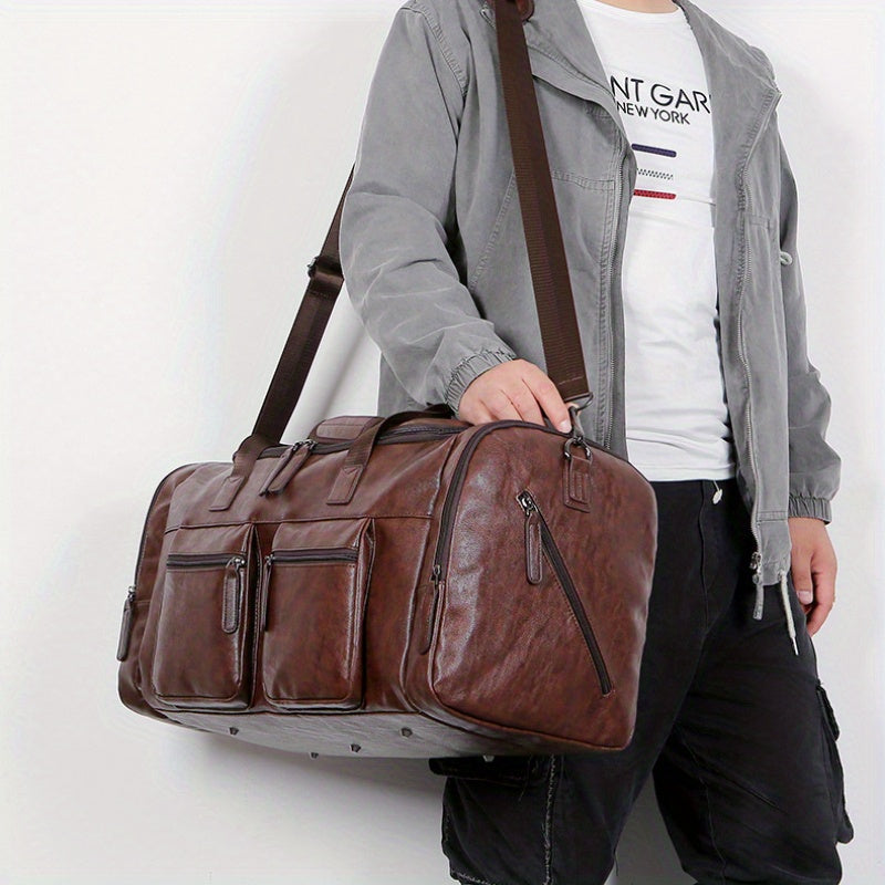 Men's Business Travel Duffel Bag Large Capacity Korean Style Black Coffee Non-Washable