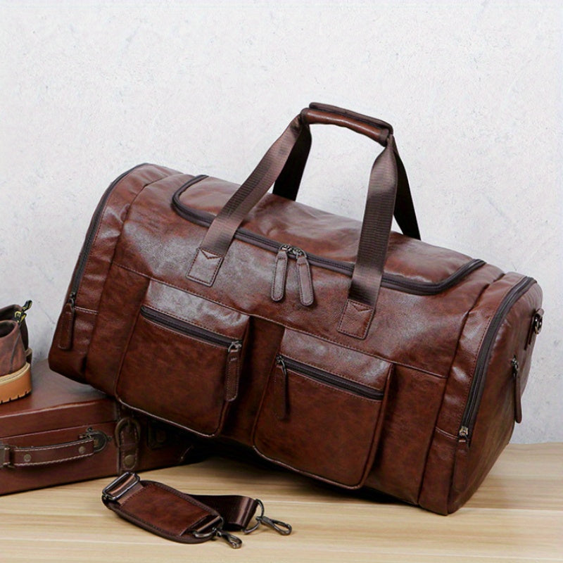 Men's Business Travel Duffel Bag Large Capacity Korean Style Black Coffee Non-Washable