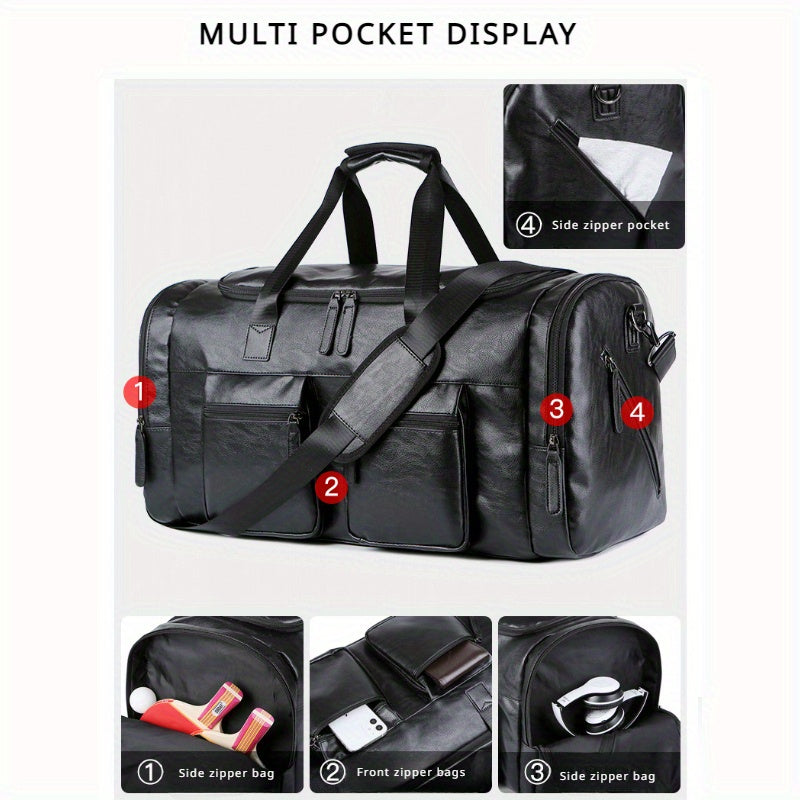 Men's Business Travel Duffel Bag Large Capacity Korean Style Black Coffee Non-Washable