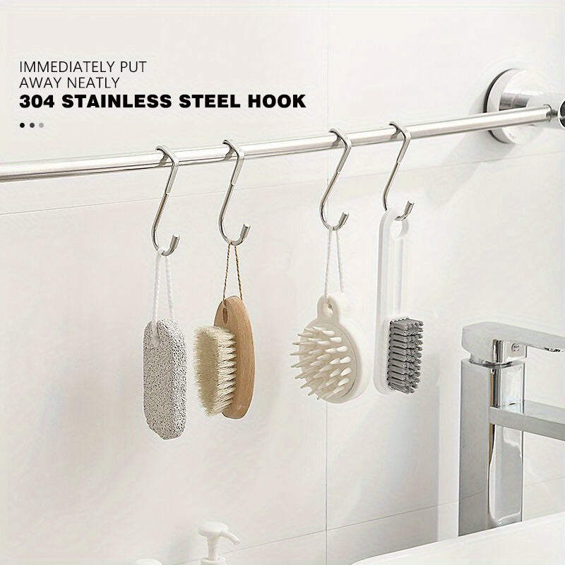 Stainless Steel Double S-Shape Hook for Kitchen Bathroom Cabinet Door No Punching Towel Coat Storage