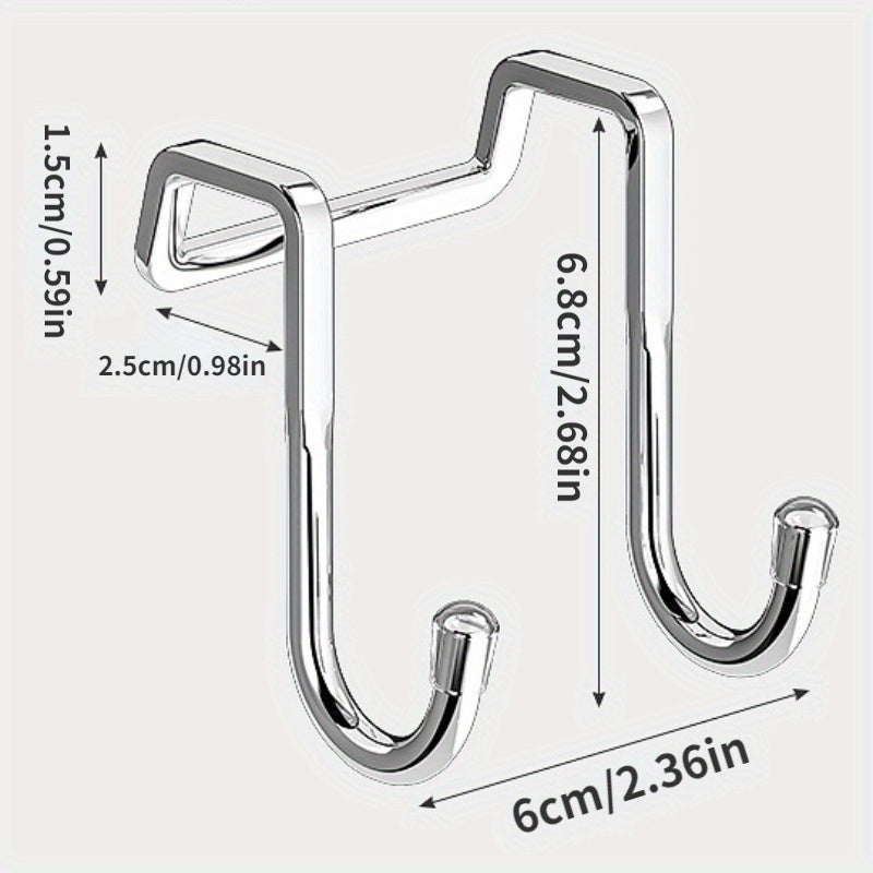 Stainless Steel Double S-Shape Hook for Kitchen Bathroom Cabinet Door No Punching Towel Coat Storage