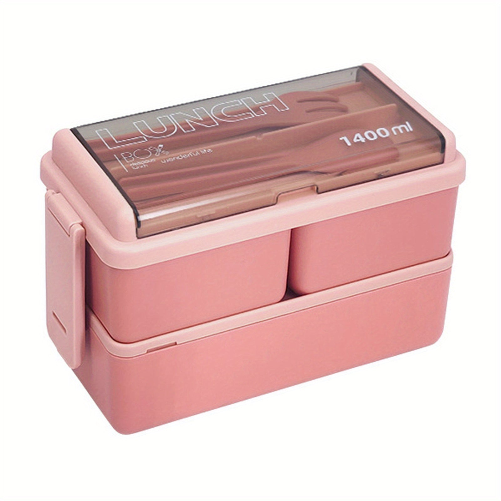 Ikki qavatli Bento tushlik qutisi, ajratgichli, suv o‘tkazmaydigan, mikroto‘lqinli pechda xavfsiz, PP materialdan tayyorlangan, ovqat tayyorlash uchun ideal – turli ranglarda mavjud, 1400ml