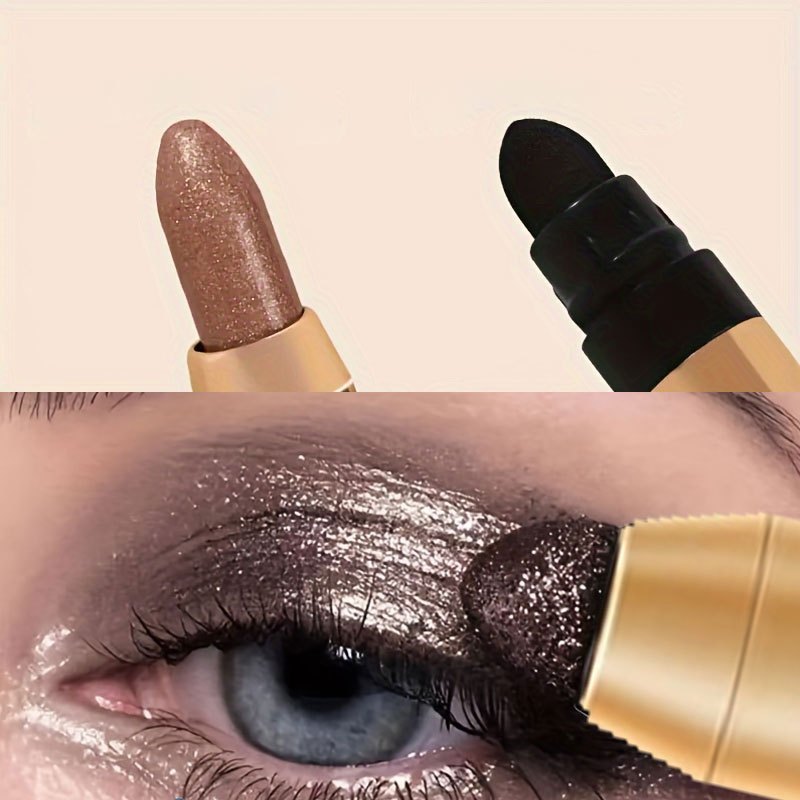 Lápiz de sombra de ojos con perlas para mujer, doble punta, de larga duración, a prueba de manchas