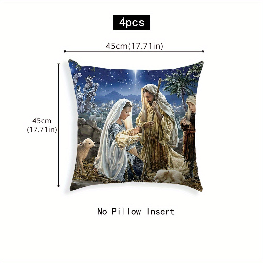 45x45cm Bible Story Illustration Peach Fleece Throw Pillow Cover for Living Room Sofa Bedroom