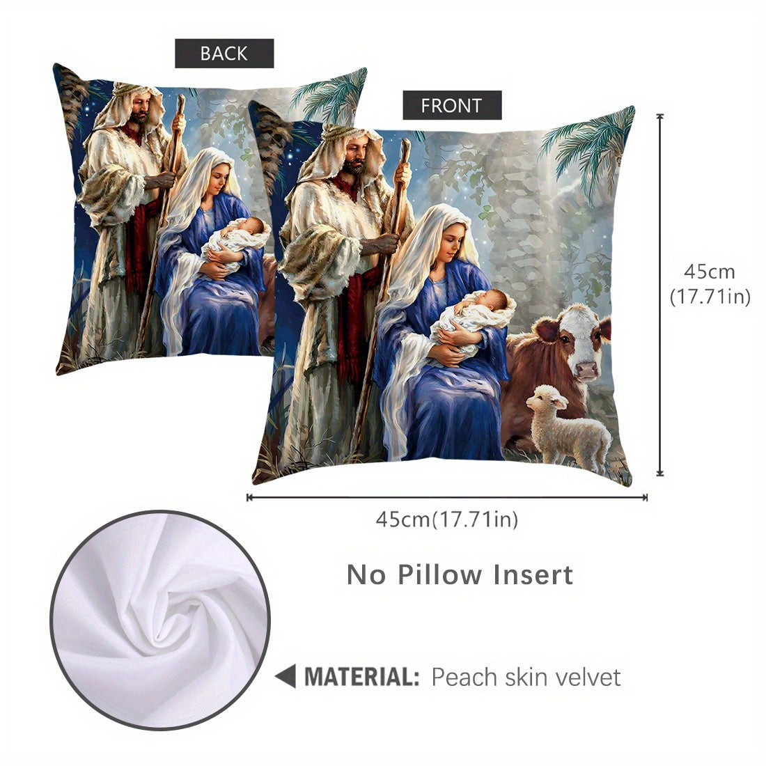 45x45cm Bible Story Illustration Peach Fleece Throw Pillow Cover for Living Room Sofa Bedroom