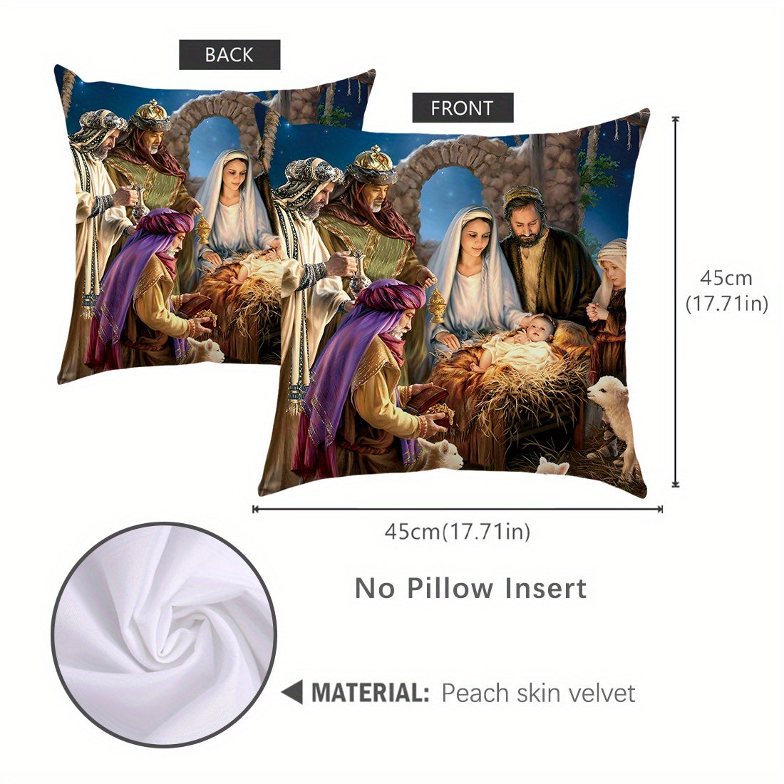 45x45cm Bible Story Illustration Peach Fleece Throw Pillow Cover for Living Room Sofa Bedroom