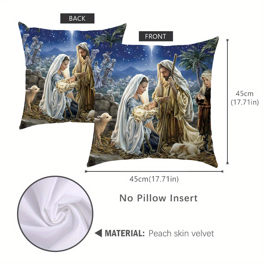 45x45cm Bible Story Illustration Peach Fleece Throw Pillow Cover for Living Room Sofa Bedroom