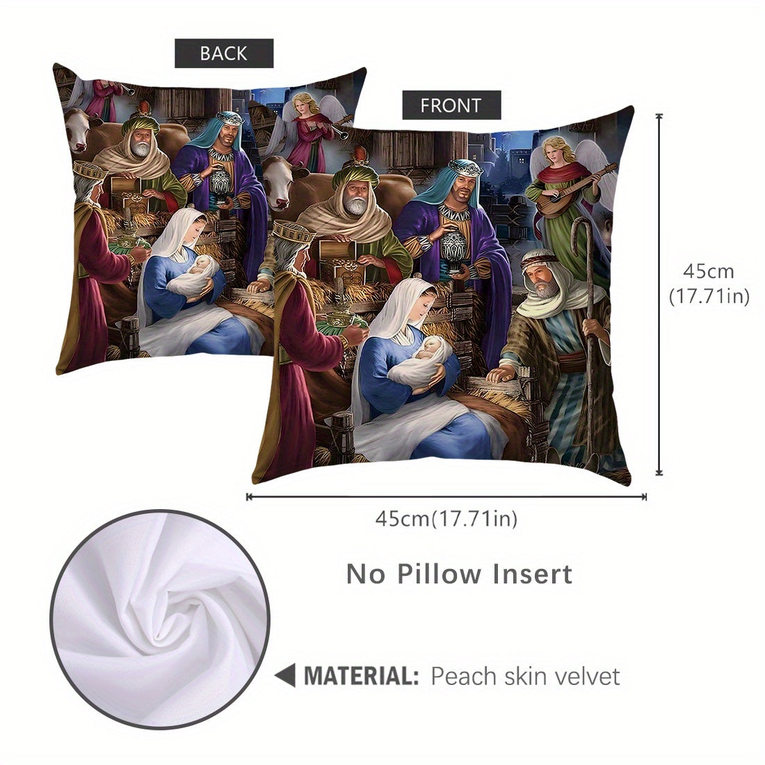 45x45cm Bible Story Illustration Peach Fleece Throw Pillow Cover for Living Room Sofa Bedroom
