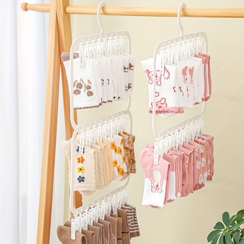Plastic Multi-Clip Drying Hanger for Socks Underwear and Accessories Space-Saving Organizer