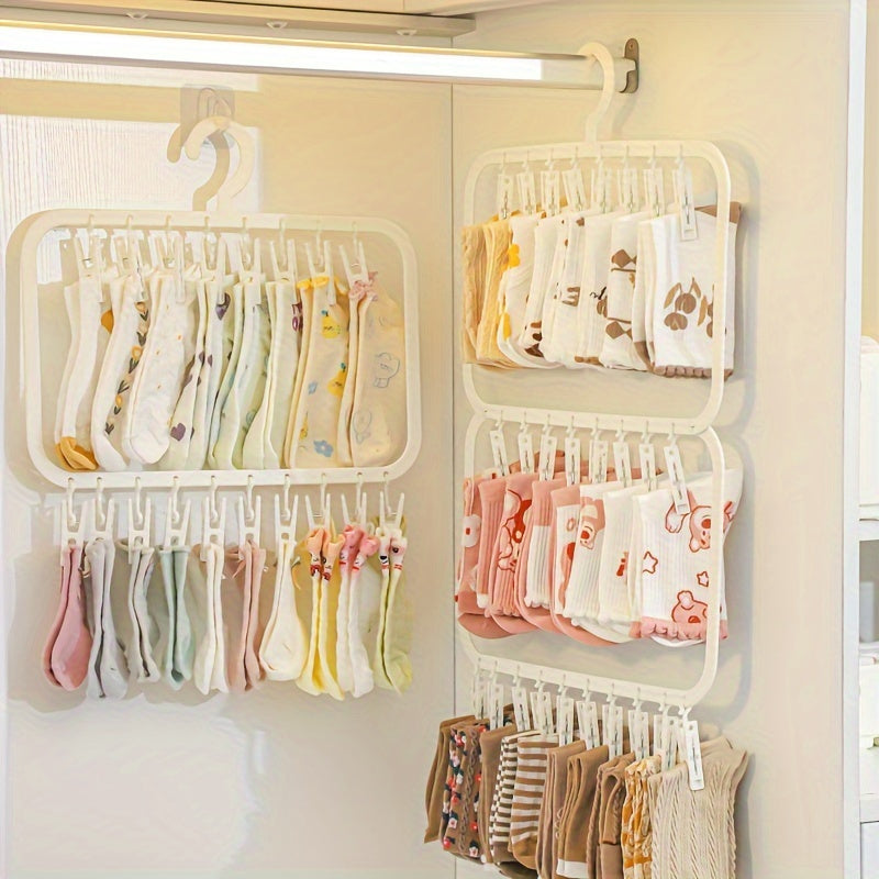Plastic Multi-Clip Drying Hanger for Socks Underwear and Accessories Space-Saving Organizer