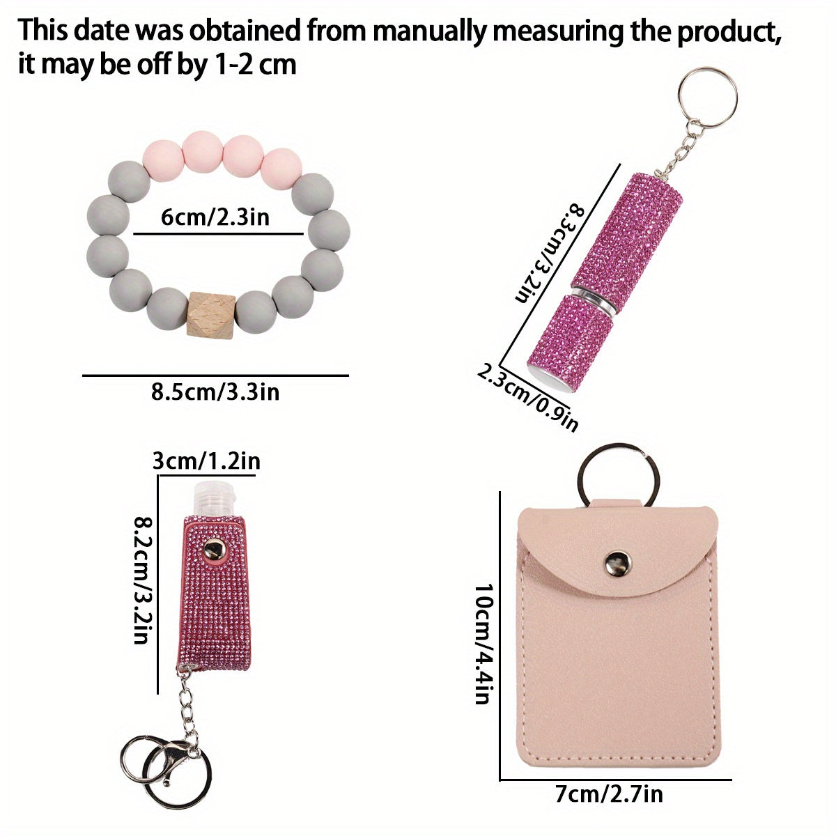 Set of 15 Rhinestone Safety Keychains with Storage Bag and Accessory Kit