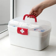 Large Capacity Handheld Plastic Medical Emergency Kit with Multiple Compartments for Home and Outdoor Use