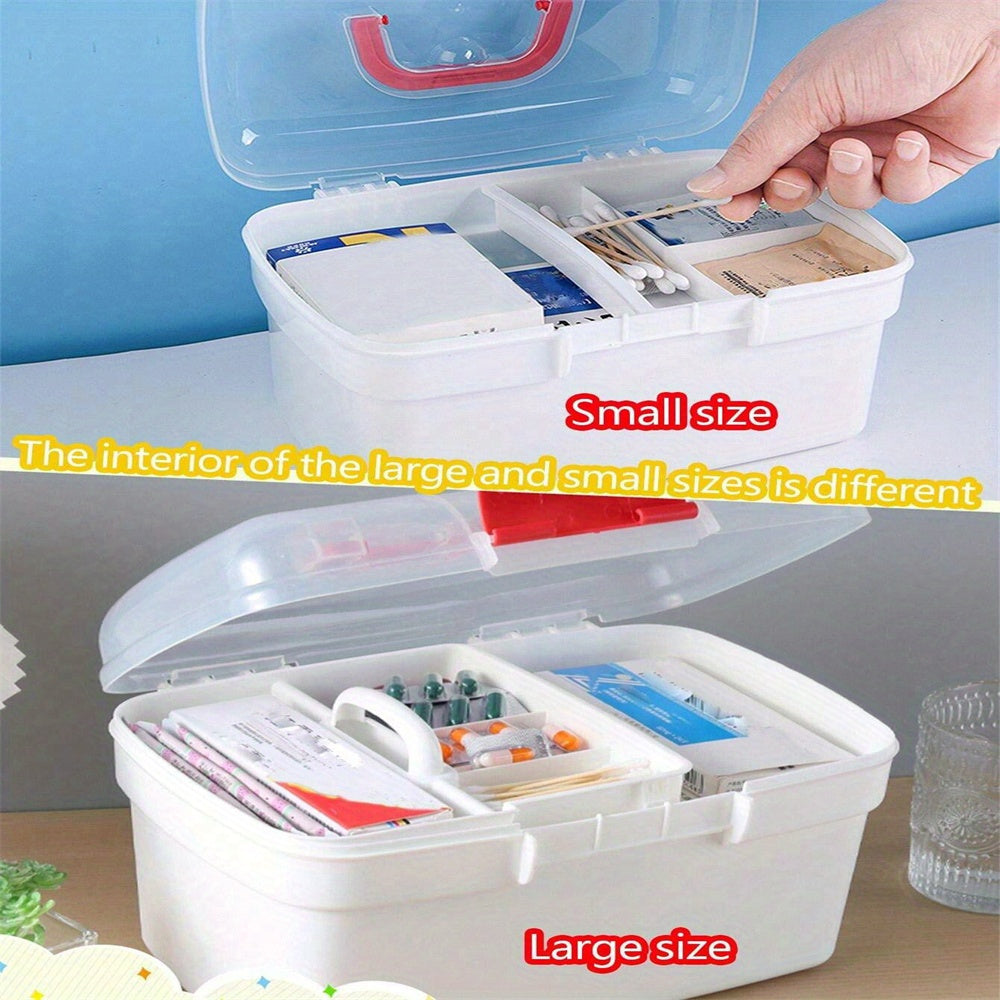 Large Capacity Handheld Plastic Medical Emergency Kit with Multiple Compartments for Home and Outdoor Use