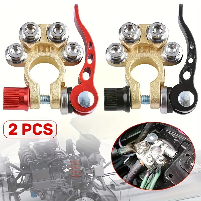 2 Pieces Zinc Alloy Car Battery Terminal Connectors Corrosion-Resistant Secure Fit