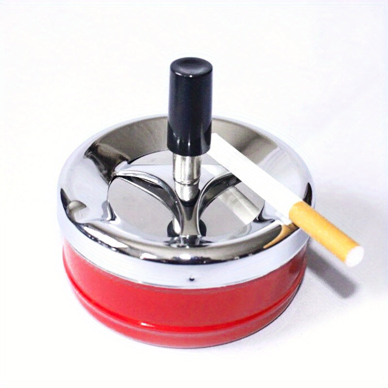 Metal Rotating Ashtray With Lid Windproof Indoor Outdoor Cigarette Accessory