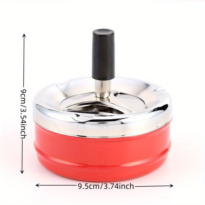 Metal Rotating Ashtray With Lid Windproof Indoor Outdoor Cigarette Accessory