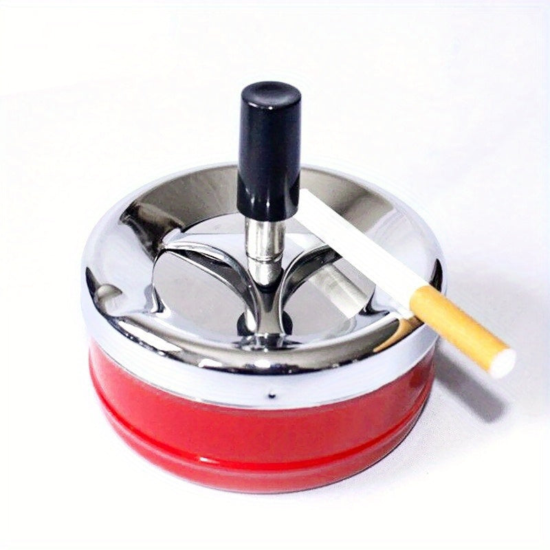 Metal Rotating Ashtray With Lid Windproof Indoor Outdoor Cigarette Accessory