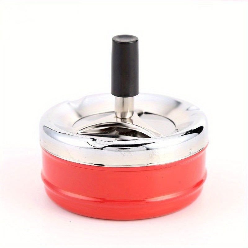 Metal Rotating Ashtray With Lid Windproof Indoor Outdoor Cigarette Accessory