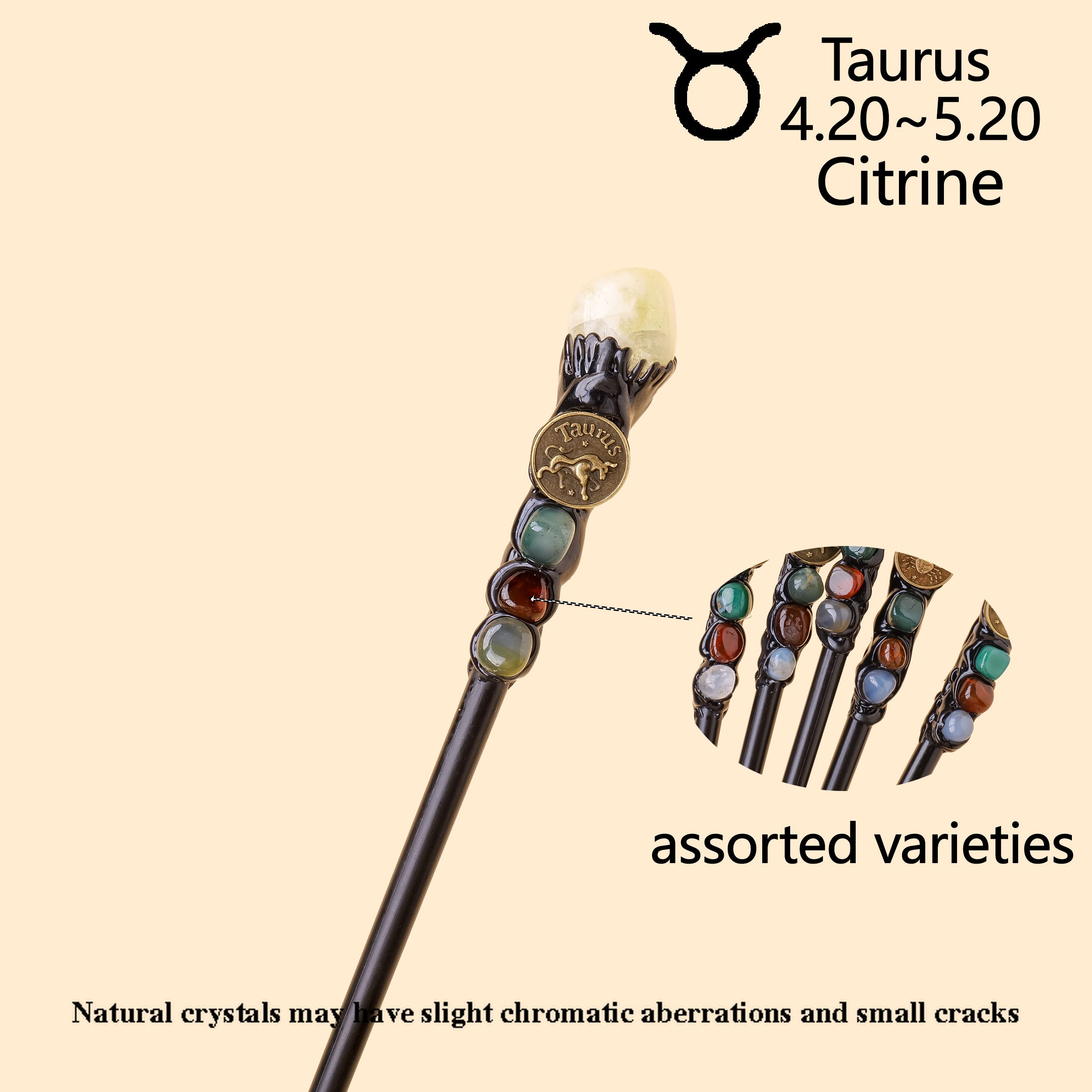 Магический скипетр с знаками зодиака, натуральными камнями, волшебная палочка, аксессуары для реквизита