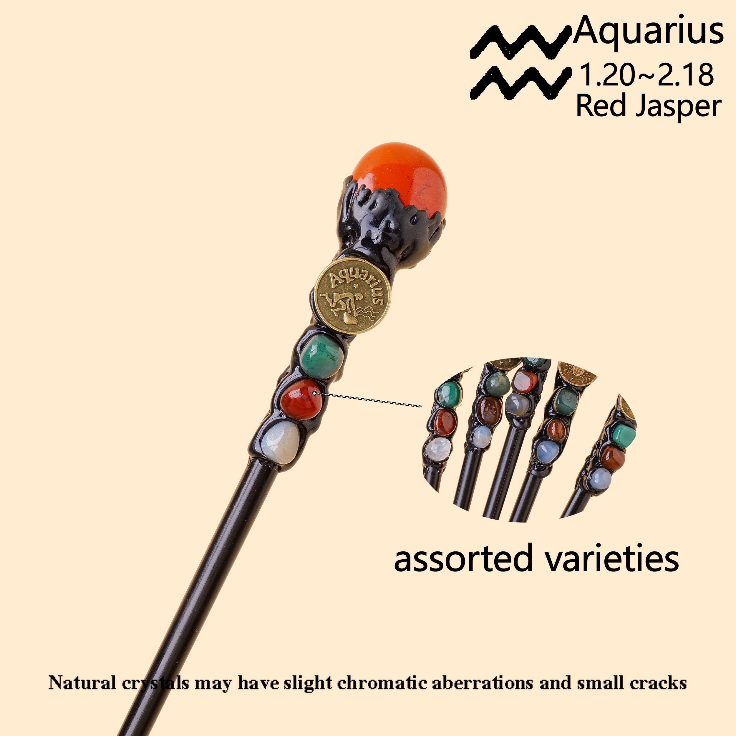 Магический скипетр с знаками зодиака, натуральными камнями, волшебная палочка, аксессуары для реквизита