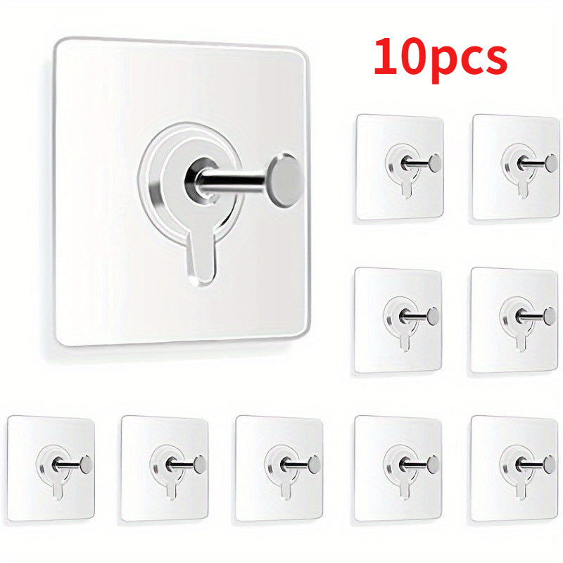 10 White Adhesive Wall Hooks Heavy Duty 5.9KG for Hanging and Home Organization