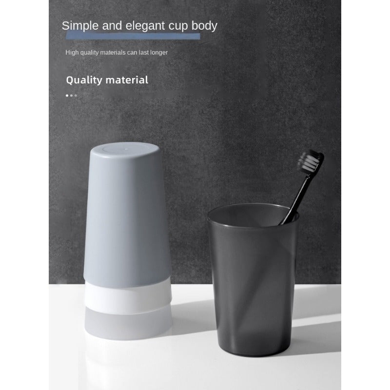 Juego de 4 vasos de plástico transparente para enjuague bucal con acabado mate y soporte para cepillo de dientes