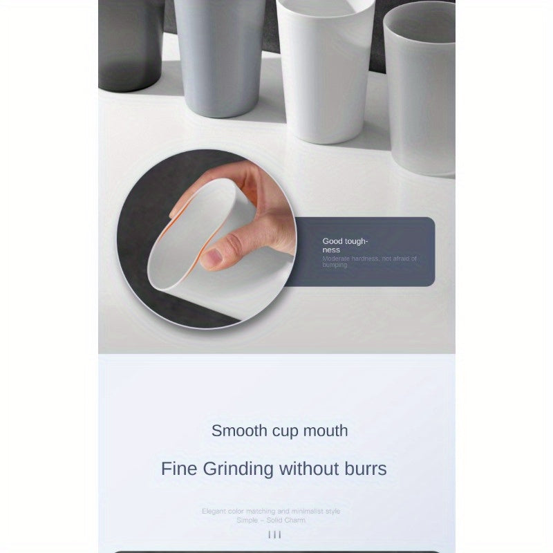 Juego de 4 vasos de plástico transparente para enjuague bucal con acabado mate y soporte para cepillo de dientes