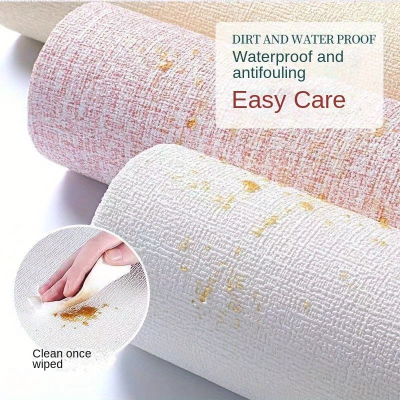 Самоклеящиеся льняные обои, рулон 5 м, стиль с формами и полосками, моющиеся, влагостойкие, защищающие от солнца, для легкого декорирования стен.