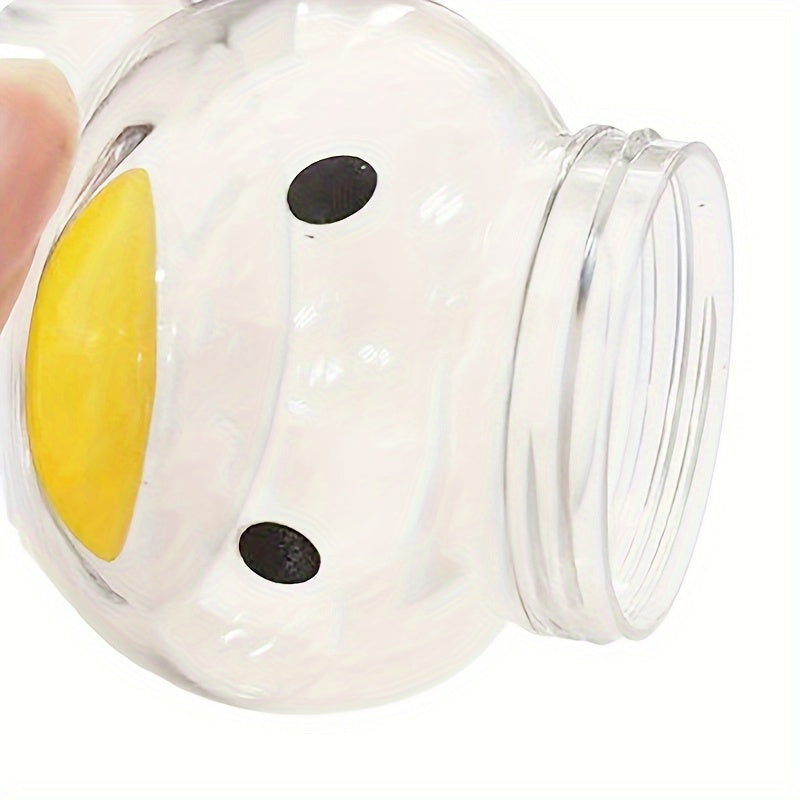 Duck Shaped PET Plastic Milk Tea Bottle 16.91oz Recyclable Lid Disposable Drinking Cup for Home Restaurant Picnic Camping Party