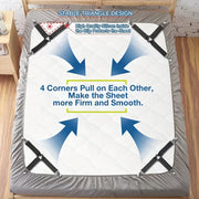 Set of 4 Adjustable Woven Bed Sheet Fasteners with Non-Slip Clips and Elastic Holders